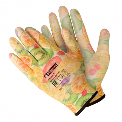 Перчатки «Для садовых работ», полиэстер, полиуретановое покрытие, разноцветные, микс цветов №1, в и/у, Fiberon, 8(M)