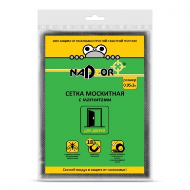Сетка москитная 0,95*2м с магнитами черная в пакете Nadzor